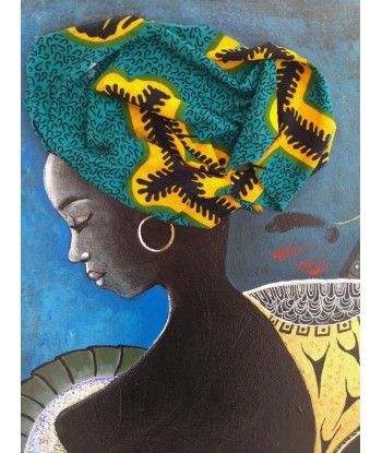 COCCINA  Claudia : Igboland, Tableau figuratif, Acrylique et tissu sur toile outlet