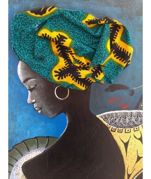 COCCINA  Claudia : Igboland, Tableau figuratif, Acrylique et tissu sur toile outlet