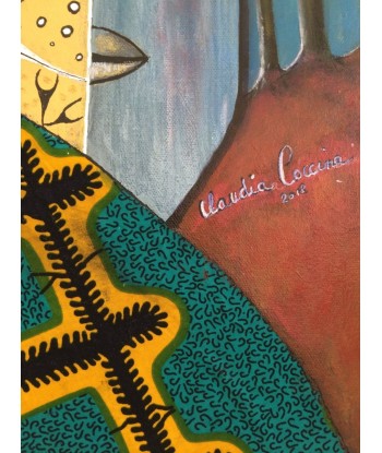 COCCINA  Claudia : Igboland, Tableau figuratif, Acrylique et tissu sur toile outlet