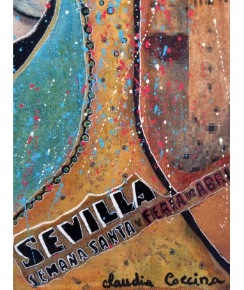 COCCINA  Claudia : Sevilla, Tableau figuratif, Acrylique et tissu sur toile la livraison gratuite