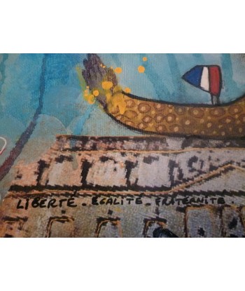 COCCINA  Claudia : Liberté, Égalité, Fraternité (Tableau, Acrylique et tissu sur toile) Pour