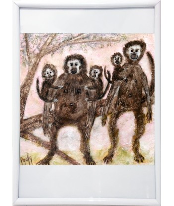 LANZI Paola - Singe 4, tableau Acrylique sur Papier, art animalier 2023