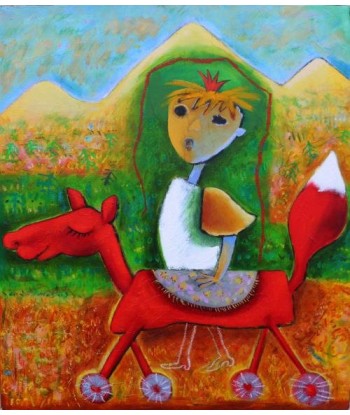 LE BRICQUIR Danielle : Le renard et le Petit Prince (Tableau, huile sur toile) acheter