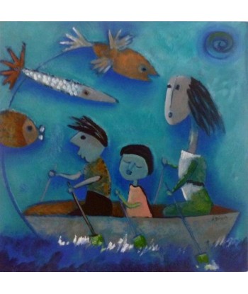 LE BRICQUIR Danielle : Le tribunal des poissons (Tableau, huile sur toile) les muscles