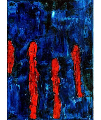 MAZUREK Véro : Bleue et rouge (Tableau, mixte sur toile) 2023