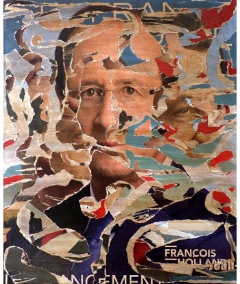 TAILLANDIER  Alexandre : Sans titre 15, collages sur toile (65 x 55 cm) la colonne vertébrale