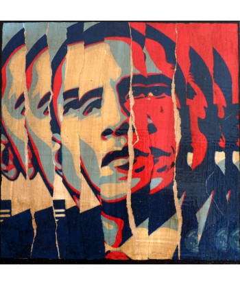 TAILLANDIER  Alexandre : Obama, collages sur toile (30x30 cm) 2024