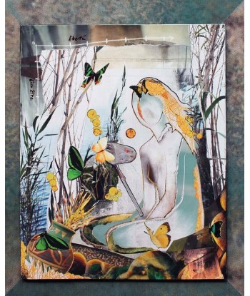 DONADIEU Hélène - Ondine aux papillons (tableau, collages / bois) france