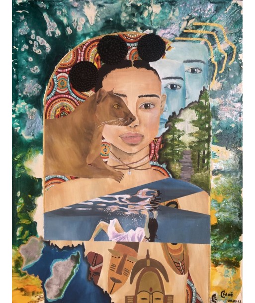 ARIVETSO - Erantsoa (tableau, peinture et collages / toile) à prix réduit toute l'année