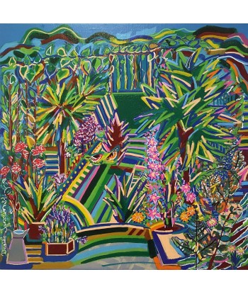 JASSELIN Danièle  - Le jardin aux campanules (tableau, Acrylique et collages / Toile) l'achat 