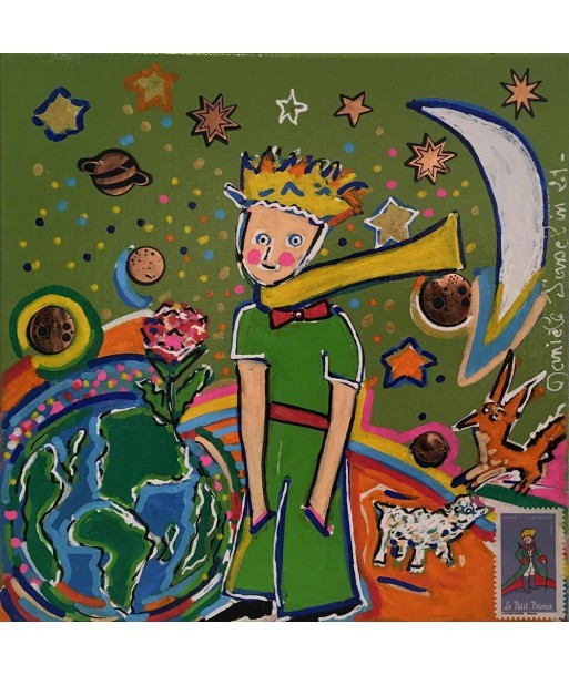 JASSELIN Danièle  - Le petit Prince a dit... (tableau, Acrylique et collages / Toile) 2 - 3 jours ouvrés.