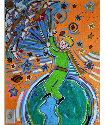 JASSELIN Danièle  - Le Petit Prince L'évasion (tableau, Acrylique et collages / Toile) de la marque