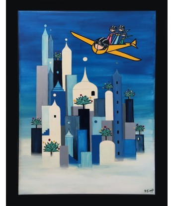 COULIBEUF-ESPEJO Beatrice :  La cité dans le ciel (acrylique/toile ) des créatures d'habitude