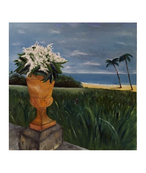 COLOMÈS Didier - Les fleurs et la mer (tableau, Acrylique / toile) une grave pollution 