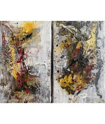 CAALISTA - Diptyque "Mellow yellow" (tableau, Acrylique, mixte / toile) Economisez 