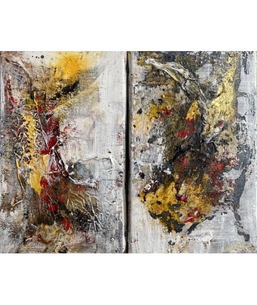 CAALISTA - Diptyque "Mellow yellow" (tableau, Acrylique, mixte / toile) Economisez 