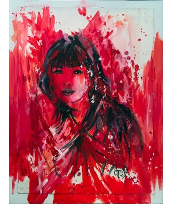 CHRISTY - Passionnément rouge (tableau, encre et aquarelle / papier marouflé sur toile) Le MVP de beaucoup