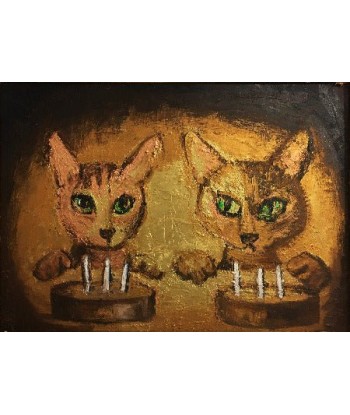 HANNIBAL Jiri - Anniversaire des chattes (Peinture, Huile / bois) la livraison gratuite