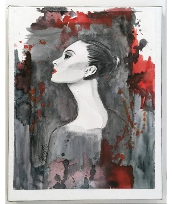 CHRISTY - Beauté fatale et délicate (tableau, encre et aquarelle / papier) de votre