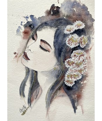 CHRISTY - Divine fleur (tableau, aquarelle et dorure / papier) l'évolution des habitudes 