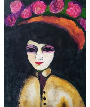 LALLEMENT Martine - Le chapeau de roses (tableau, acrylique / toile) france