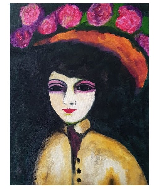 LALLEMENT Martine - Le chapeau de roses (tableau, acrylique / toile) france