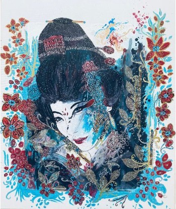 CHRISTY - KAE (tableau, Aquarelle, encre et bandes japonisantes / papier marouflé sur toile) Comparez plus de prix