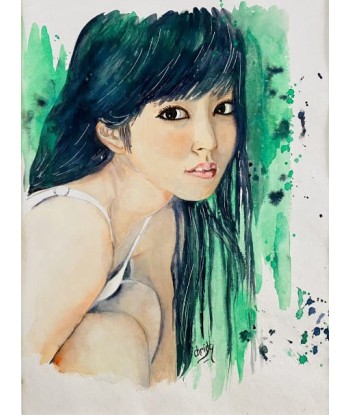 CHRISTY - Séduction en Vert  (tableau, Aquarelle/papier) 50-70% off 