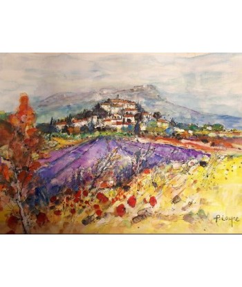 Patrice LAYRE - Les lavandes (tableau, Peinture Aquarelle) de pas cher