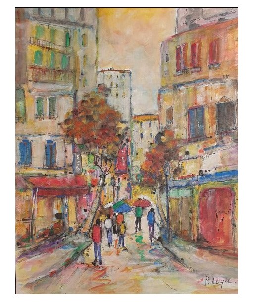 Patrice LAYRE - Coin de rue (tableau, Peinture Aquarelle) plus qu'un jeu 