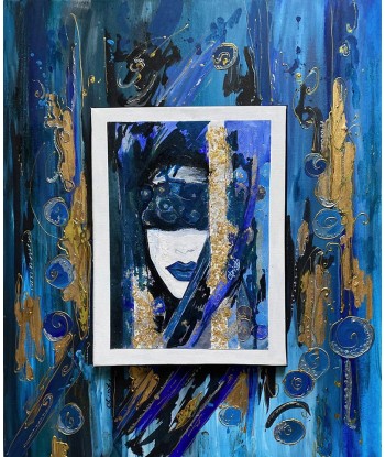 CHRISTY - Nocturne Bleuâtre (tableau, mixte / papier marouflé sur toile) outlet