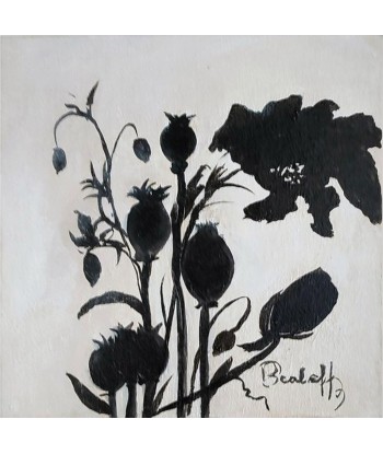 BEALAFF-GIROTTO Béa - Coquelicot en fleur, tableau figuratif, encre/carton entoilé Vous souhaitez 