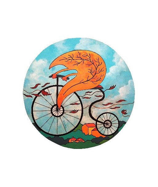 DESCHAMPS-KUS Jocelyne - Feuille à bicyclette (tableau, Acrylique/toile) 50-70% off 