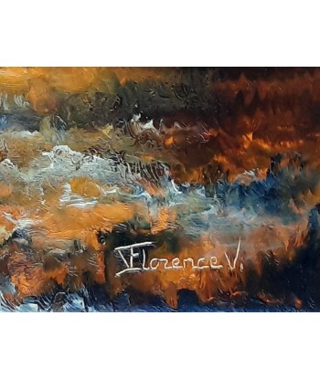 HENRIC V. Florence - Un jour de nuit tombée - tableau  paysage abstrait, Huile sur Toile en linge