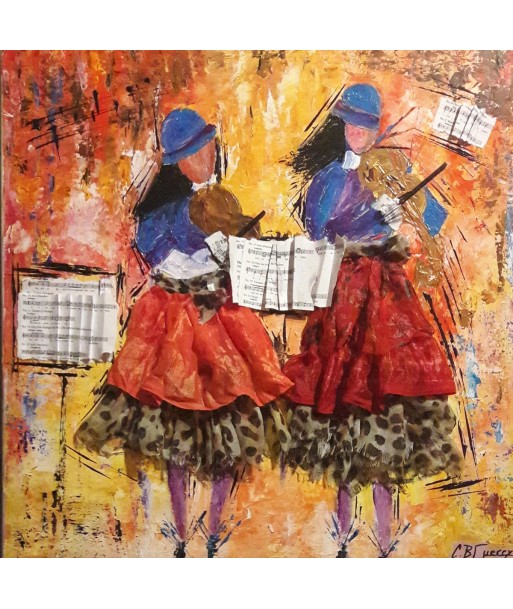 GUERRY Christiane - Les belles violonistes (tableau, Acrylique  / toile) plus qu'un jeu 