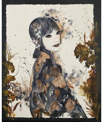 CHRISTY - Douce mélancolie  (tableau,  aquarelle, et acrylique / papier) de pas cher