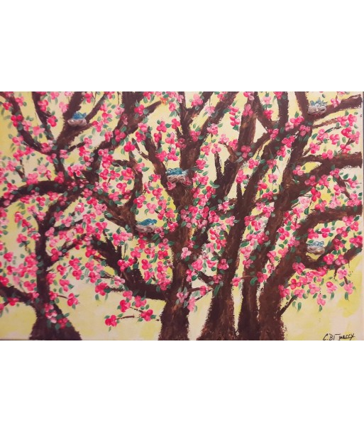 GUERRY Christiane - Arbre Rose (tableau, Acrylique  / toile) vente chaude votre 